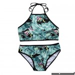 Funic Women's Bandage Adjustable 2PCS Bikini Set Sexy Leaves Printing Swimsuit Push-up Swimwear Green B0791BW428